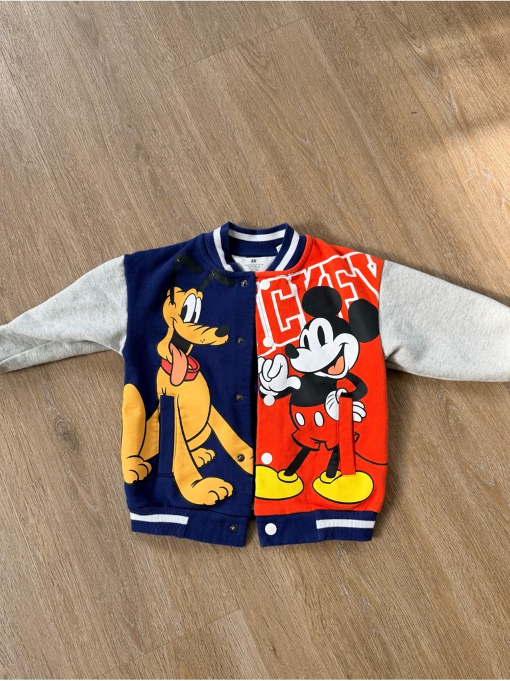H&M Kids Mickey & Pluto Colorblock Jacket - Red, Navy, Gray, Yellow